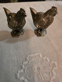 2 galline portasale in argento 