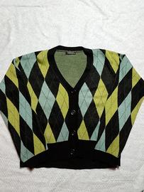 Cardigan trendyol A quadri Argyle Verde Lime, Azzu