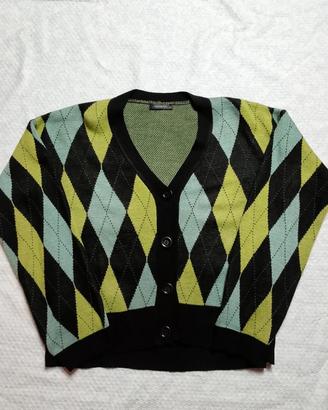 Cardigan trendyol A quadri Argyle Verde Lime, Azzu