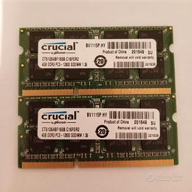 COPPIA DI RAM DDR3L SODIMM CRUCIAL 2x4GB (8GB)