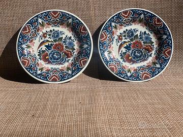Coppia piatti preziosi in ceramica policroma DELFT