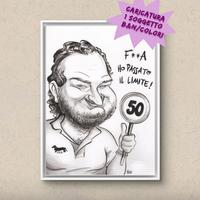 Caricatura 1 soggetto, disegno a mano (B&N/Colori)