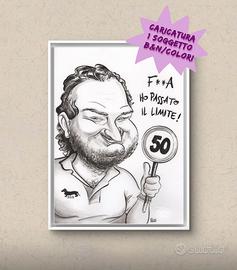Caricatura 1 soggetto, disegno a mano (B&N/Colori)