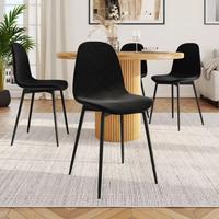 Set 4 sedie in velluto con gambe in metallo nere