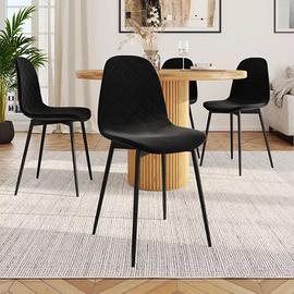 Set 4 sedie in velluto con gambe in metallo nere