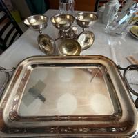 Coppe champagne in silver gold e vassoio in silver