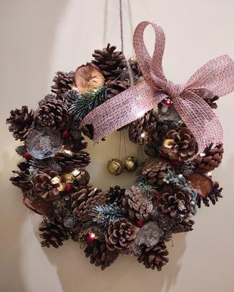 Ghirlanda di Natale fatta a mano homemade con luci