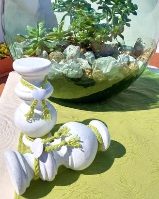4 Portacandela Shabby in legno massello