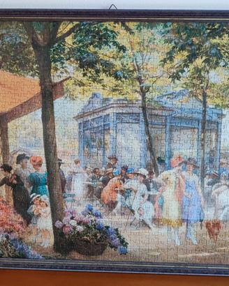 QUADRO CON CORNICE  "MERCATO DEI FIORI A PARIGI"