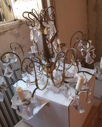 2 Lampadari con gocce in vetro di murano