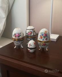 Uova Fabergé in ceramica con candele vintage