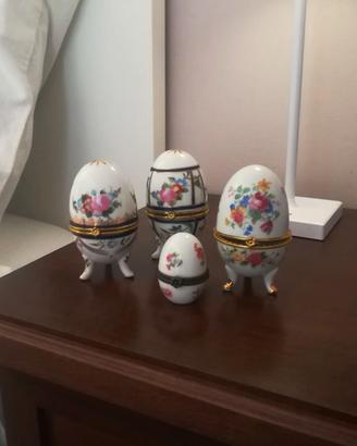 Uova Fabergé in ceramica con candele vintage