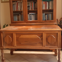 Libreria + scrivania noce massello fatto a mano