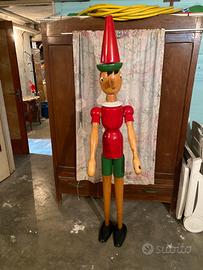 Pinocchio gigante in legno d’epoca-h1,84