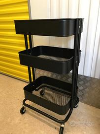 SVENDESI CARRELLINO IN METALLO NERO CON RUOTE