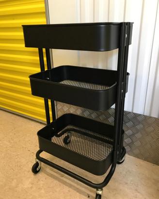 SVENDESI CARRELLINO IN METALLO NERO CON RUOTE