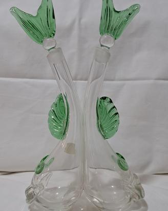 Coppia Oliera e Acetiera Cristallo Boemia Vintage