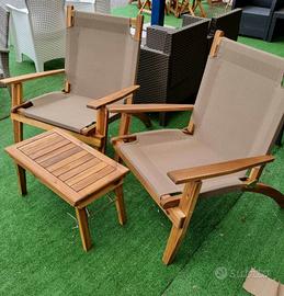 Set Acacia 2 Poltrone e Tavolino Richiudibile 