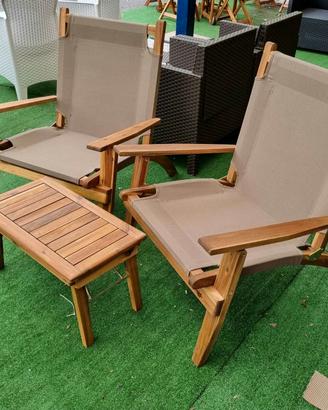 Set Acacia 2 Poltrone e Tavolino Richiudibile 