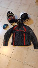Giacca- casco Jet L- casco cross S- guanti- google
