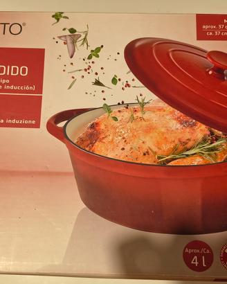 Rostiera in ghisa smaltata per cottura a risparmio
