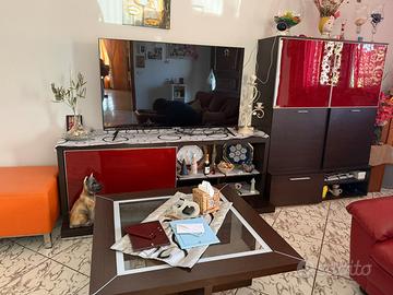 Mobile soggiorno+Porta Tv Rosso e legno