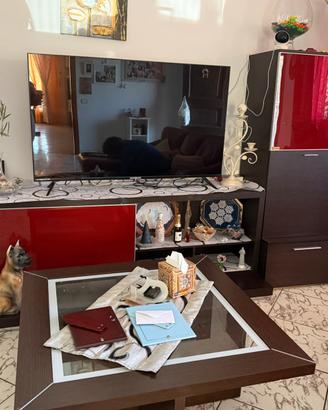 Mobile soggiorno+Porta Tv Rosso e legno