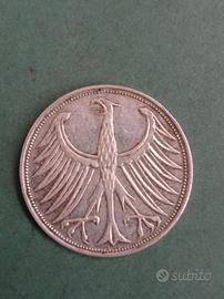 Moneta 5 Marchi Argento64 -Zecca G Germania Overst