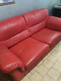 Divano letto in vera pelle rossa