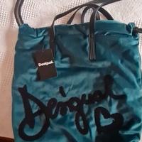Borsa Velluto Blu petrolio Desigual