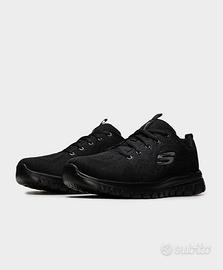 Skechers Graceful,Sneaker Donna,Black Mesh Trim.