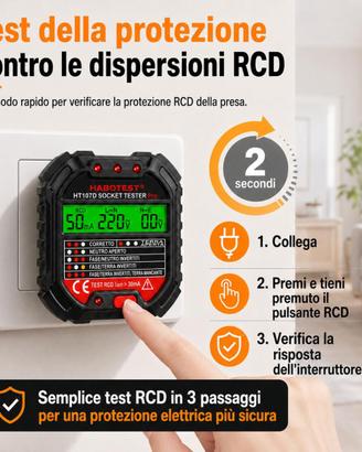 Tester presa corrente digitale rcd rilevatore di g