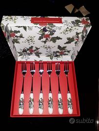 SET PORTMEIRION HOLLY AND IVY FORCHETTINE PASTIC. 