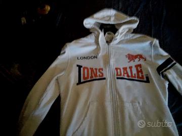 Felpa con zip e cappuccio Lonsdale bianca