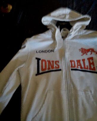 Felpa con zip e cappuccio Lonsdale bianca