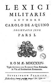 Raro volume di De Aquino Carolo - Lessico Militare