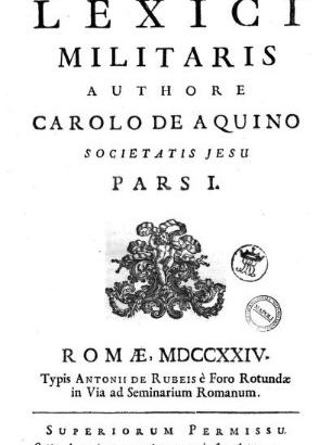 Raro volume di De Aquino Carolo - Lessico Militare