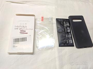 samsung galaxy s10 custodia cover nera + pellicola