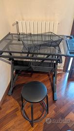 Tavolo da disegno in vetro