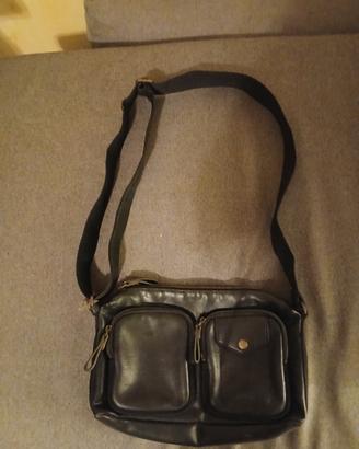 borsa in pelle nera Zippo