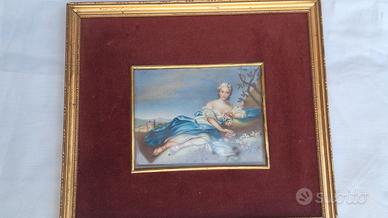 Coppia quadri miniature vintage Diana e Flora vell