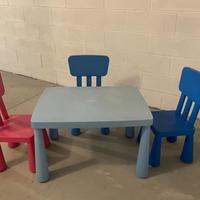 Tavolo per bambini + 3 Sedie da gioco (3 - 6 anni)