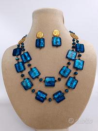 parure artigianale blu murano 