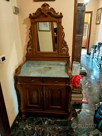 Credenza da bagno con specchio e pianale in marmo