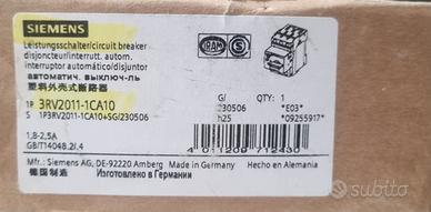 SIEMENS 3RV2011-1CA10 , salvamotore tarabile