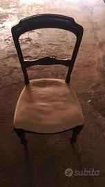 Sedia d'epoca legno e tessuto color crema