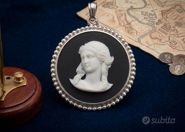 Wedgwood ciondolo argento neoclassico diaspro nero