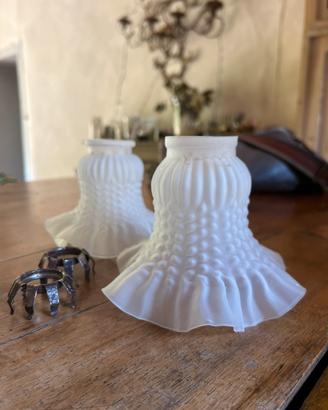 Coppia di vetri vintage per lampada