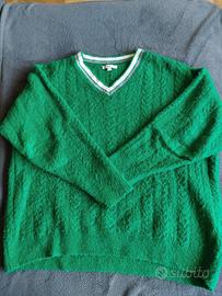 Maglione verde collo a V Subdued 