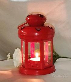 Lanterna portacandela rossa decorazione Cuore